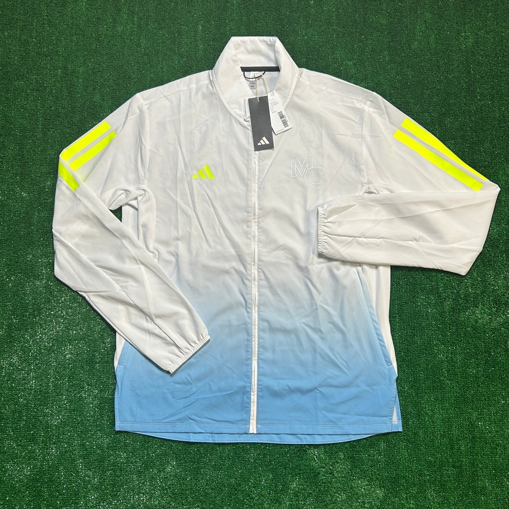 Adidas Adizero Men's Full Zip MC Coach Running Jacket White Blue Ombre Size M